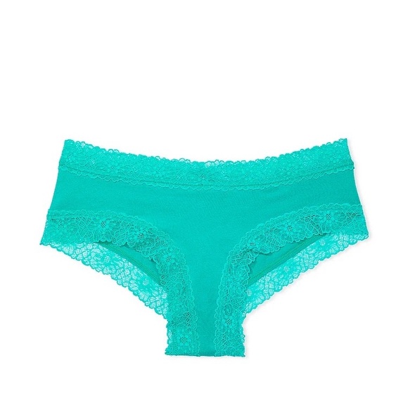 Victoria's Secret FLower Lace-Waist Cotton Cheeky Panty Capri Sea M NEW - Picture 4 of 6